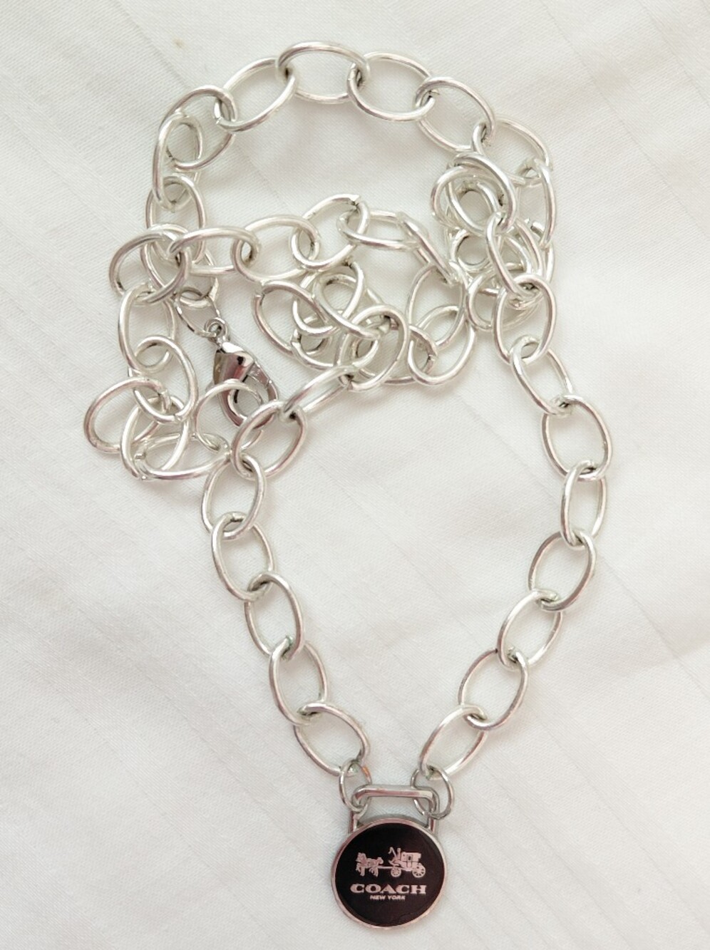 Coach Silver Black Charm Necklace - Picture 1 of 5
